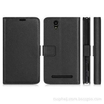 Black Sony Xperia C3 Leather Mobile Phone Case Wallet Cover